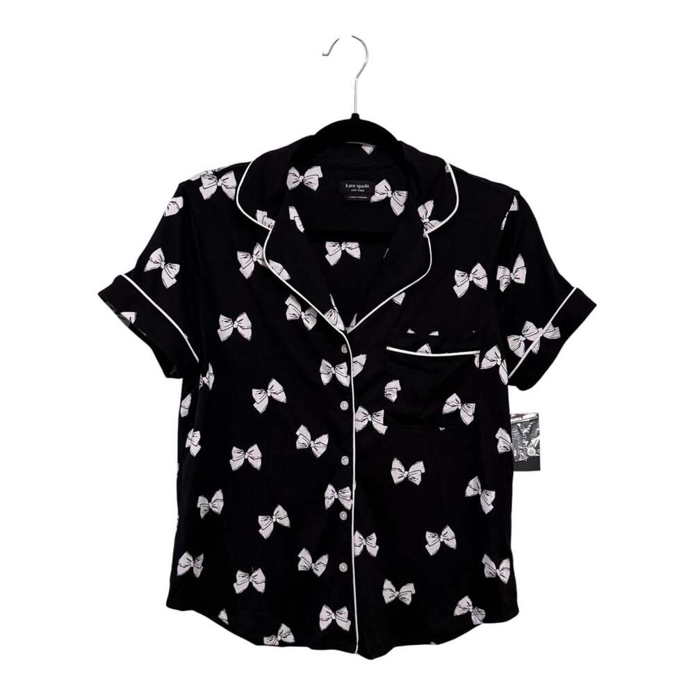 Size Small Kate Spade Women's Bow 2-Piece Short Sleeve Capri Pajama Set - Picture 2 of 5